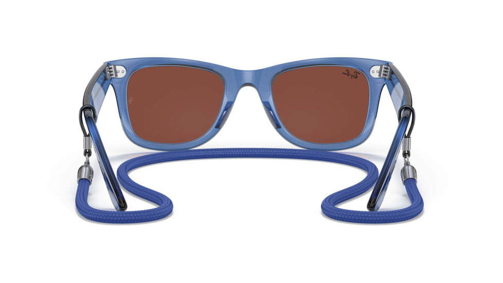 Ray-Ban Original Wayfarer RB2140F Sunglasses, Transparent Blue, Red Lenses, 52, RB2140F-6587C5-52