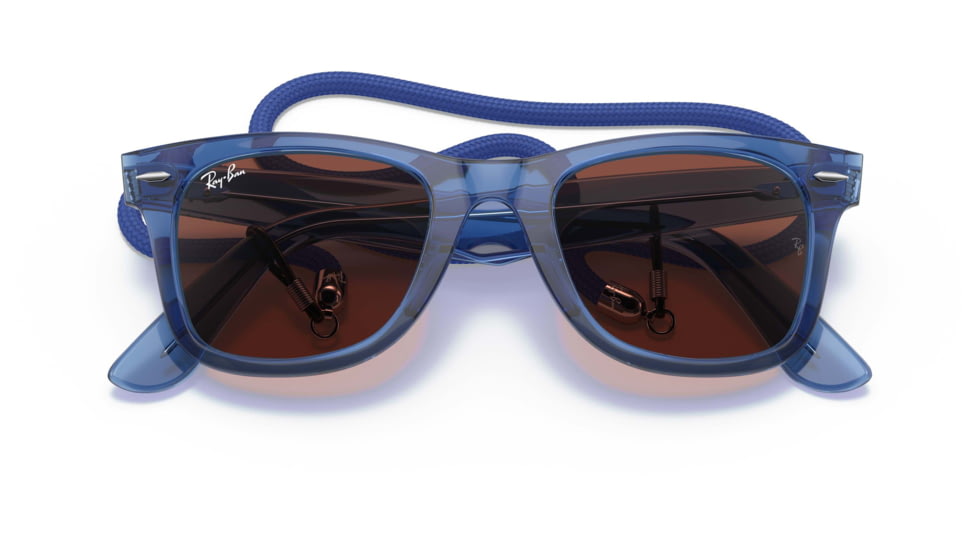 Ray-Ban Original Wayfarer RB2140F Sunglasses, Transparent Blue, Red Lenses, 52, RB2140F-6587C5-52