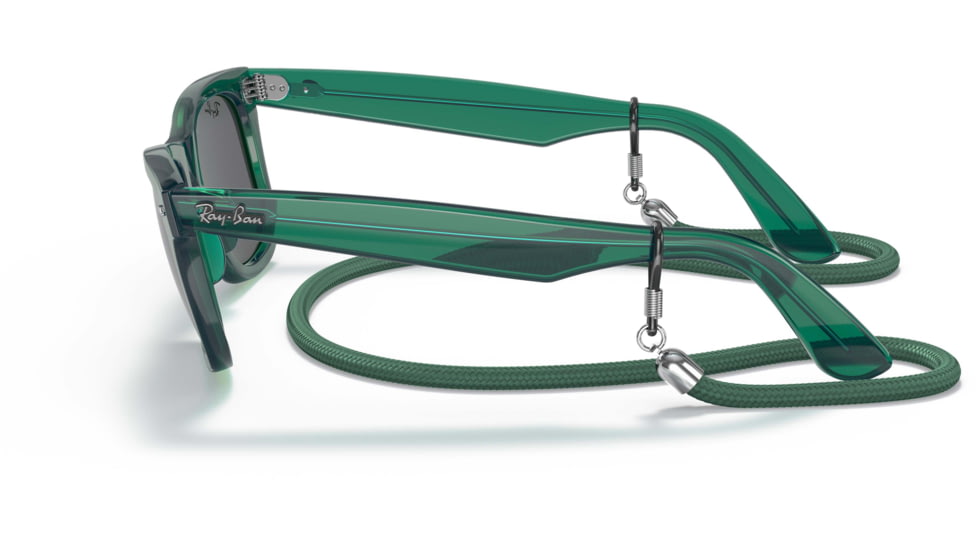 Ray-Ban Original Wayfarer RB2140F Sunglasses, Transparent Green, Dark Grey Lenses, 52, RB2140F-6615B1-52
