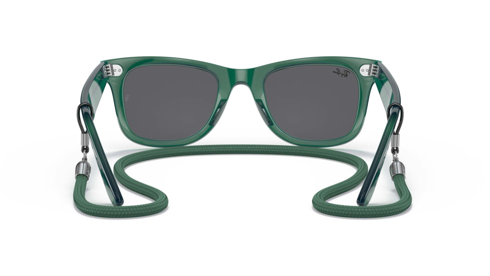 Ray-Ban Original Wayfarer RB2140F Sunglasses, Transparent Green, Dark Grey Lenses, 52, RB2140F-6615B1-52
