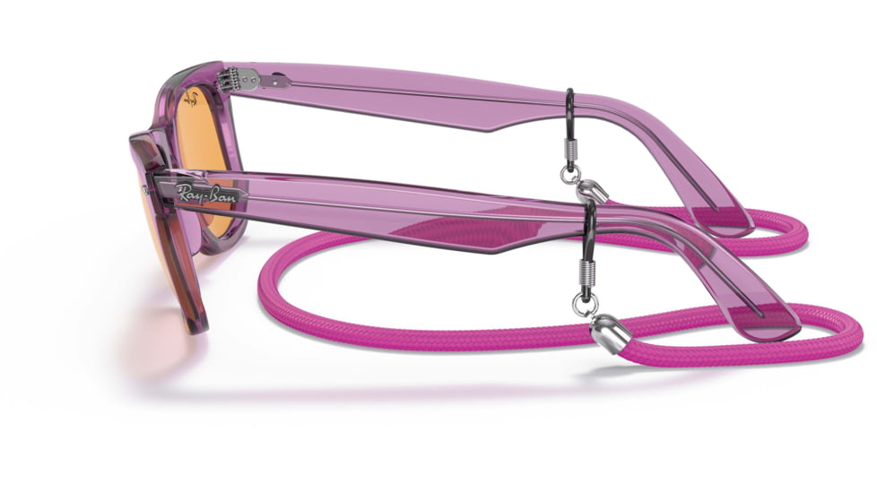 Ray-Ban Original Wayfarer RB2140F Sunglasses, Transparent Violet, Orange Lenses, 52, RB2140F-661313-52