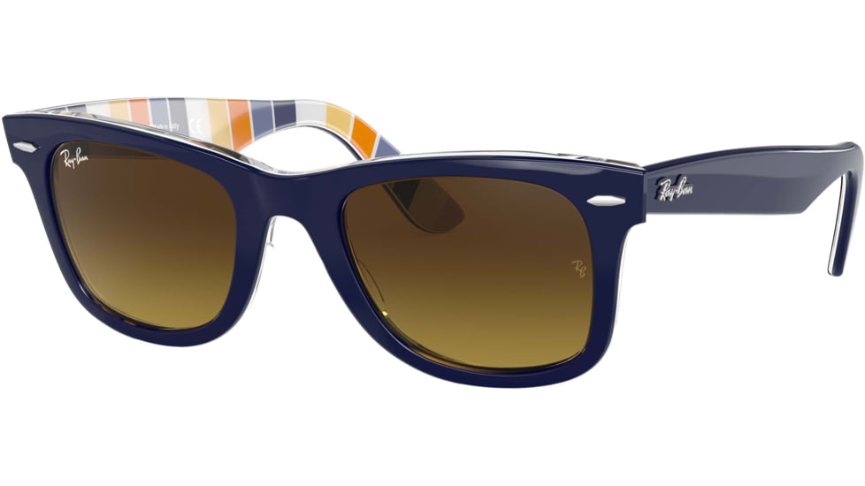 Ray-Ban Original Wayfarer RB2140 Sunglasses, Blue On Stripes Orange/Blue, 50, RB2140-132085-50