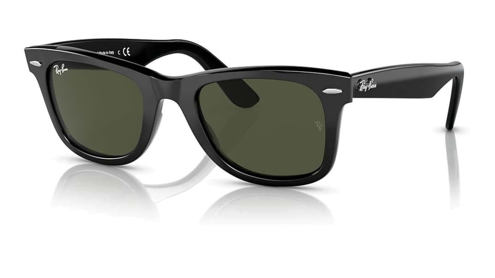 Ray-Ban Original Wayfarer Sunglasses, Black Frame, Green Lens, Bio-Acetate, 50, RB2140-135831-50