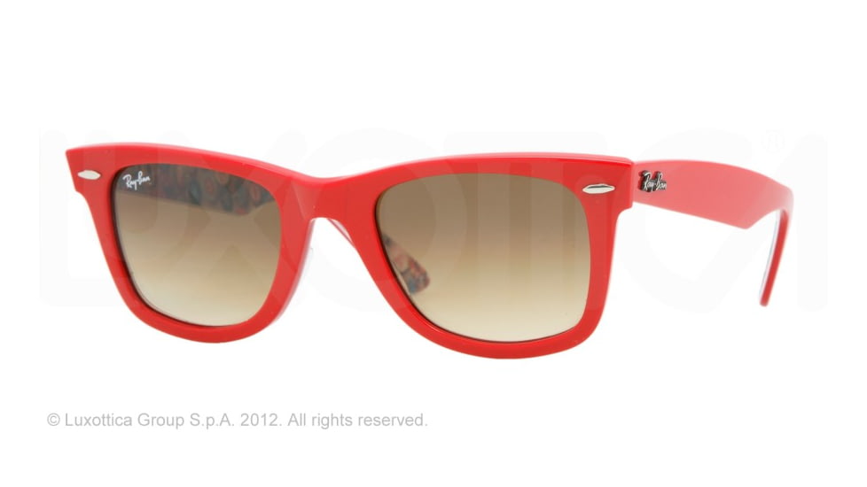 Ray-Ban RB2140 SV Prescription Sunglasses - Buttons Pins Top Red Crystal Brown Gradient Frame / 50 mm Prescription Lenses, 105151-5022