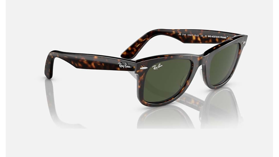 Ray-Ban Original Wayfarer Sunglasses, Havana Frame, Green Lens, Bio-Acetate, 50, RB2140-135931-50