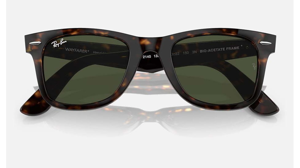 Ray-Ban Original Wayfarer Sunglasses, Havana Frame, Green Lens, Bio-Acetate, 50, RB2140-135931-50