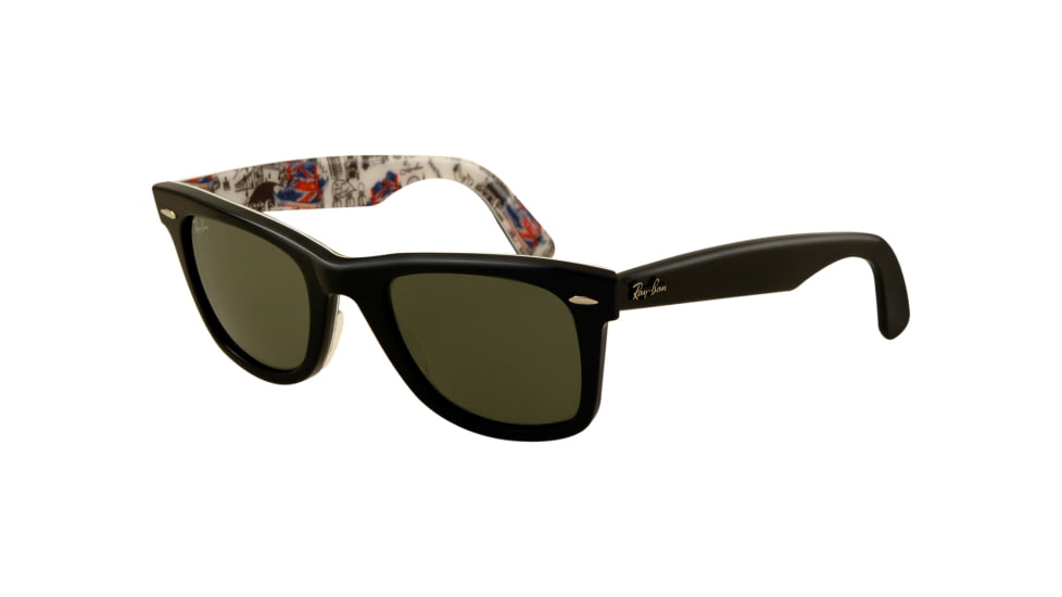 Ray-Ban Original Wayfarer Sunglasses RB2140 1114-5022 - Top Black on Texture London Frame, Green Lenses