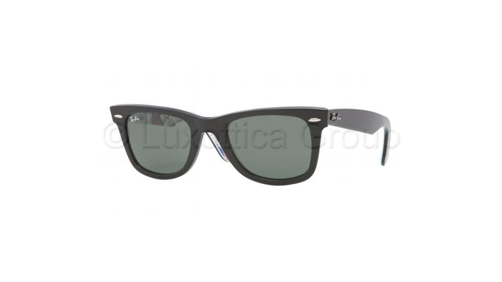 Ray-Ban Original Wayfarer Sunglasses RB2140 1114-5022 - Top Black on Texture London Frame, Green Lenses