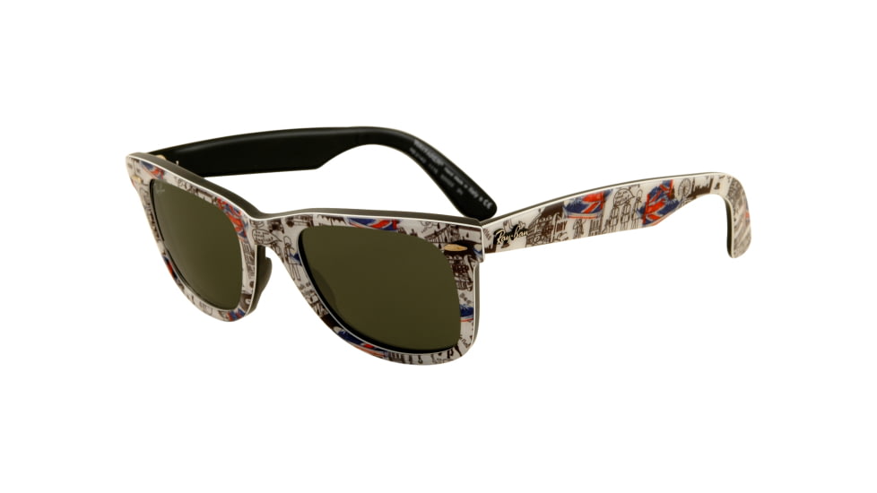 Ray-Ban Original Wayfarer Sunglasses RB2140 1115-5022 - Top Texture on London Frame, Green Lenses