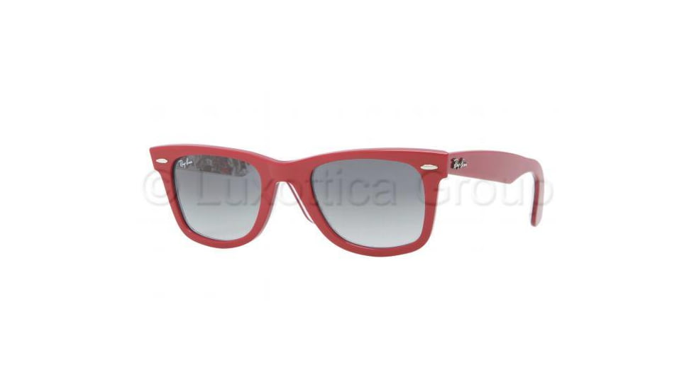 Ray-Ban Original Wayfarer Sunglasses RB2140 111871-5022 - Top Red Texture London Frame, Gray Gradient Azure Lenses