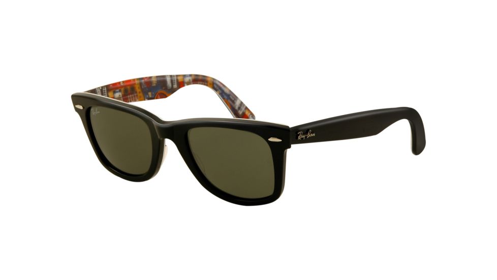 Ray-Ban Original Wayfarer Sunglasses RB2140 1120-5022 - Top Black Texture Music Frame, Green Lenses