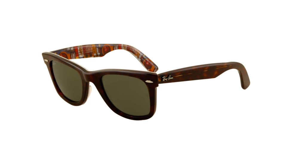 Ray-Ban Original Wayfarer Sunglasses RB2140 1122-5022 - Top Havana On Texture Frame, Green Lenses