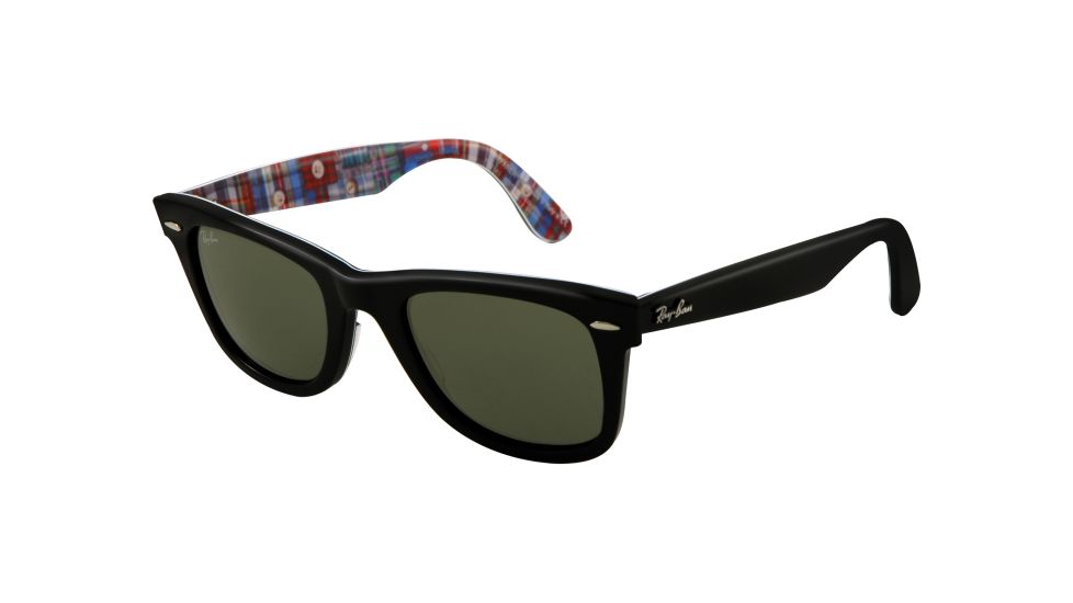 Ray-Ban Original Wayfarer Sunglasses RB2140 1131-5022 - Top Black on Texture P Frame, Green Lenses
