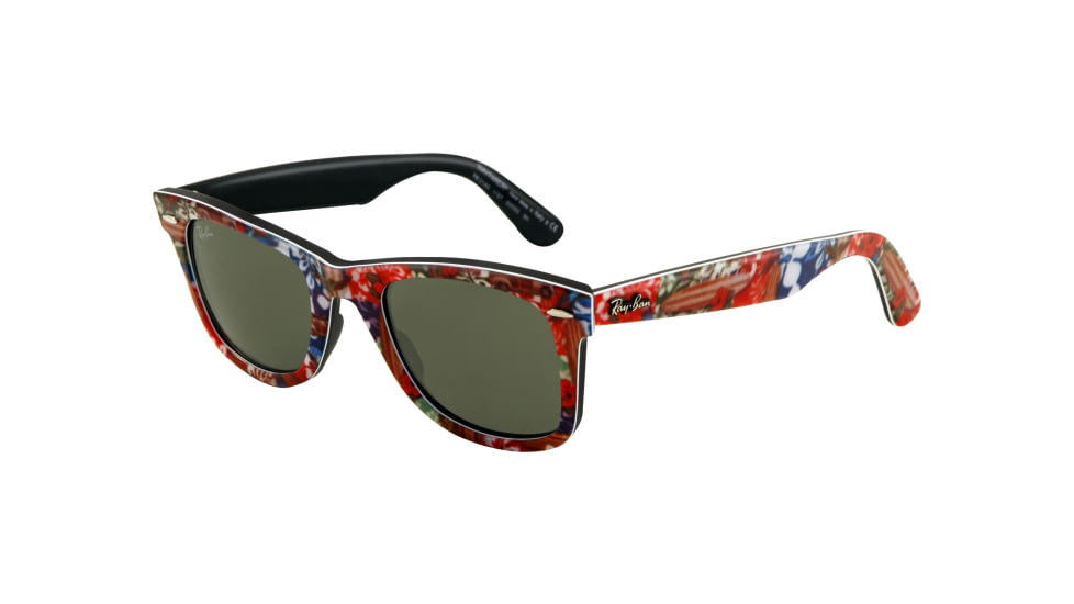 Ray-Ban Original Wayfarer Sunglasses RB2140 1137-5022 - Top Texture Surf on BL Frame, Green Lenses