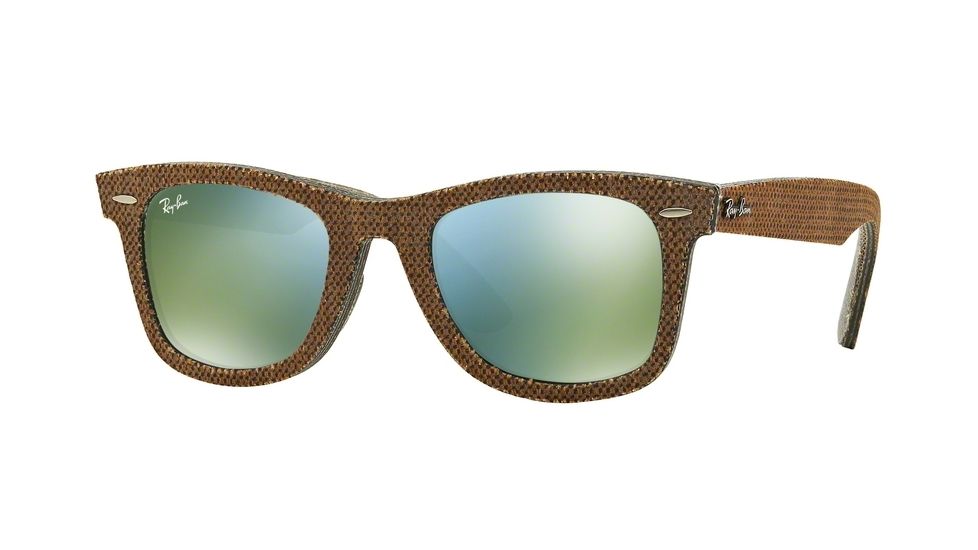 Ray-Ban Original Wayfarer Sunglasses RB2140, Top Osaka Brown On Jeans Grey Frame, Green Mirror Green Lenses, 11912X-50