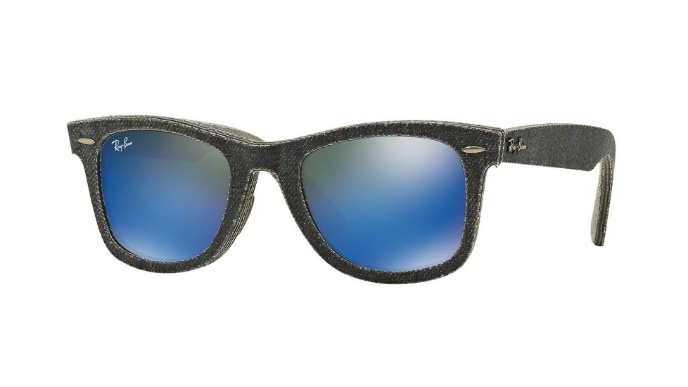 Ray-Ban Original Wayfarer Sunglasses RB2140 119268-50 - Top Jeans Carbon On Grey Frame, Green Mirror Blue Lenses