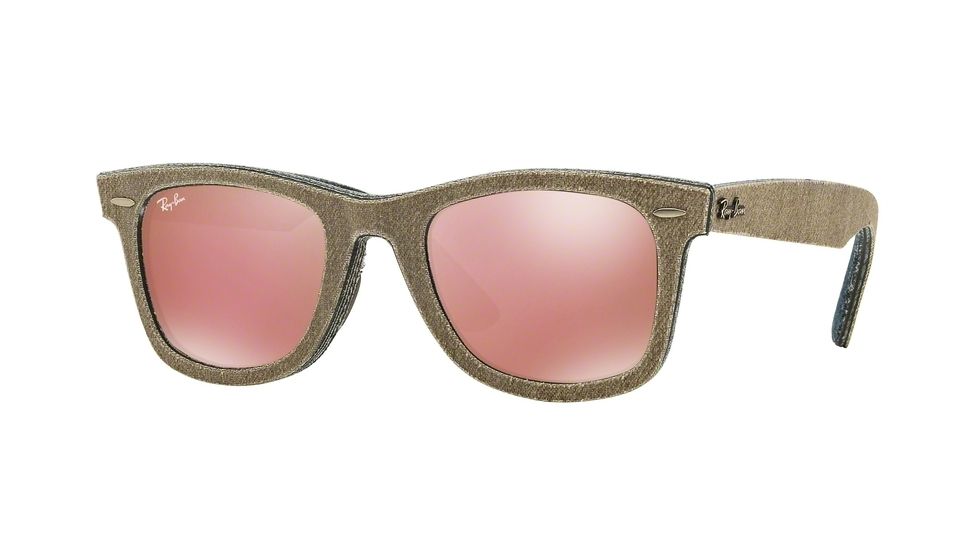 Ray-Ban Original Wayfarer Sunglasses RB2140 1193Z2-50 - Jeans Green Brown/jeans Blue Frame, Light Brown Mirror Pink Lenses