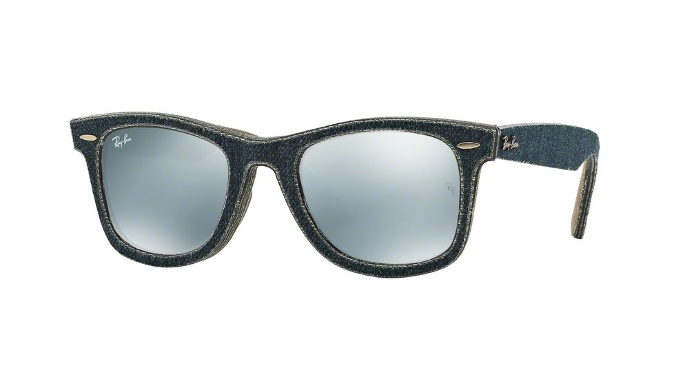 Ray-Ban Original Wayfarer Sunglasses RB2140 119430-50 - Jeans Blue/jeans Green Brown Frame, Light Green Mirror Silver Lenses