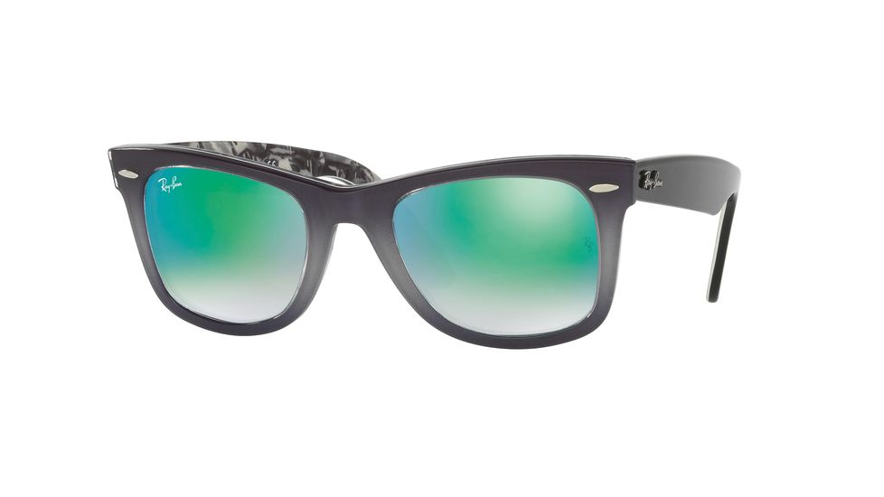 Ray-Ban Original Wayfarer Sunglasses RB2140, Top Light Grey Grad On Grey Frame, Mirror Gradient Green Lenses, 11994J-50