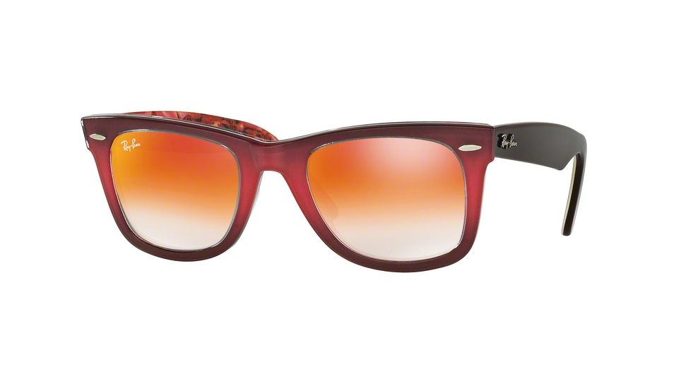 Ray-Ban Original Wayfarer Sunglasses RB2140, Top Grad Pink On Brown Frame, Mirror Gradient Red Lenses, 12004W-50