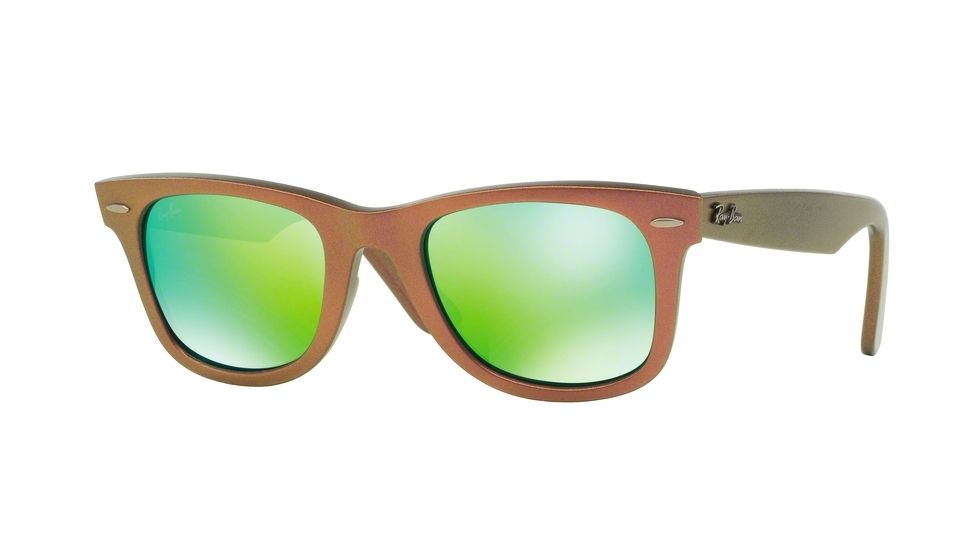 Ray-Ban Original Wayfarer Sunglasses RB2140 611019-50 - Metallic Pink Frame, Grey Mirror Green Lenses
