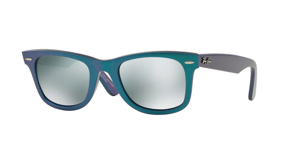Ray-Ban Original Wayfarer Sunglasses RB2140 611330-50 - Mettallic Azure Frame, Green Mirror Silver Lenses
