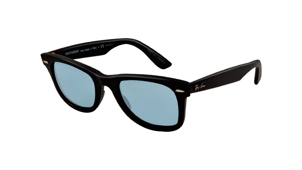 Ray-Ban Original Wayfarer Sunglasses RB2140 901S3R-50 - Matte Black Frame, polar blue Lenses