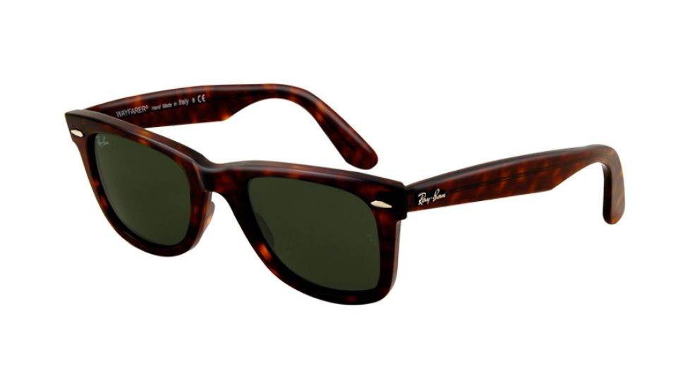 Ray-Ban Original Wayfarer Sunglasses RB2140, Tortoise Frame, Crystal Green Polarized Lenses, 50mm Lens, 902-58-5022