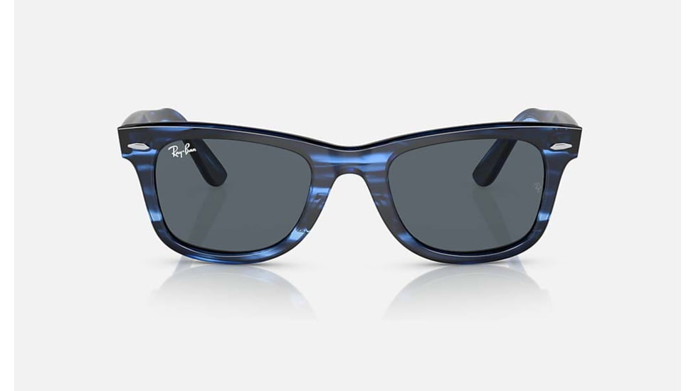 Ray-Ban Original Wayfarer Sunglasses, Striped Blue Frame, Blue Lens, Bio-Acetate, 50, RB2140-1361R5-50