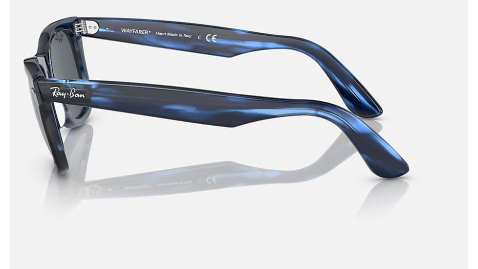 Ray-Ban Original Wayfarer Sunglasses, Striped Blue Frame, Blue Lens, Bio-Acetate, 50, RB2140-1361R5-50