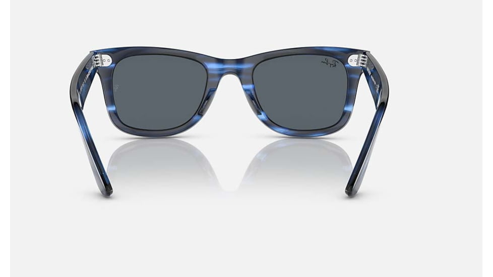Ray-Ban Original Wayfarer Sunglasses, Striped Blue Frame, Blue Lens, Bio-Acetate, 50, RB2140-1361R5-50