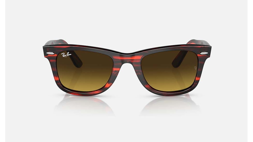 Ray-Ban Original Wayfarer Sunglasses, Striped Red Frame, Brown Gradient Lens, Bio-Acetate, 50, RB2140-136285-50