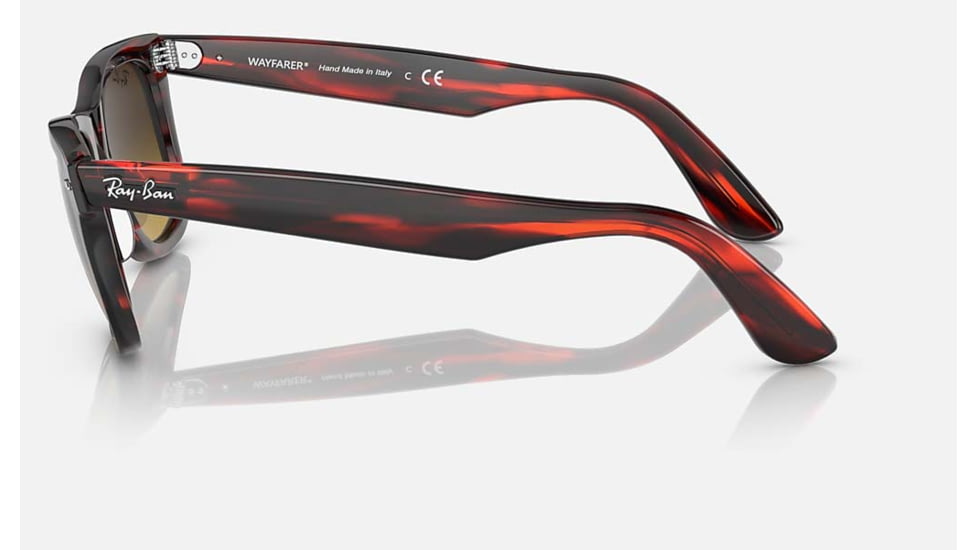 Ray-Ban Original Wayfarer Sunglasses, Striped Red Frame, Brown Gradient Lens, Bio-Acetate, 50, RB2140-136285-50