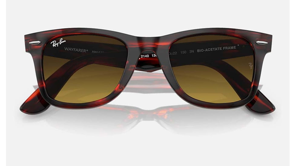 Ray-Ban Original Wayfarer Sunglasses, Striped Red Frame, Brown Gradient Lens, Bio-Acetate, 50, RB2140-136285-50