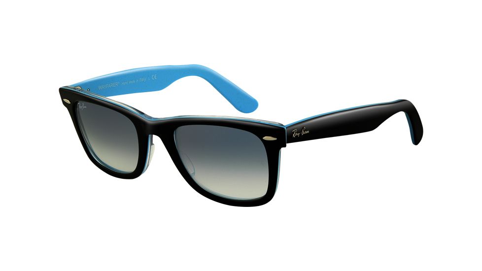 Ray-Ban RB2140 Original Wayfarer SV Prescription Sunglasses - Top Black On Transparent Azure Frame, 50mm Lenses, 10013F-5022