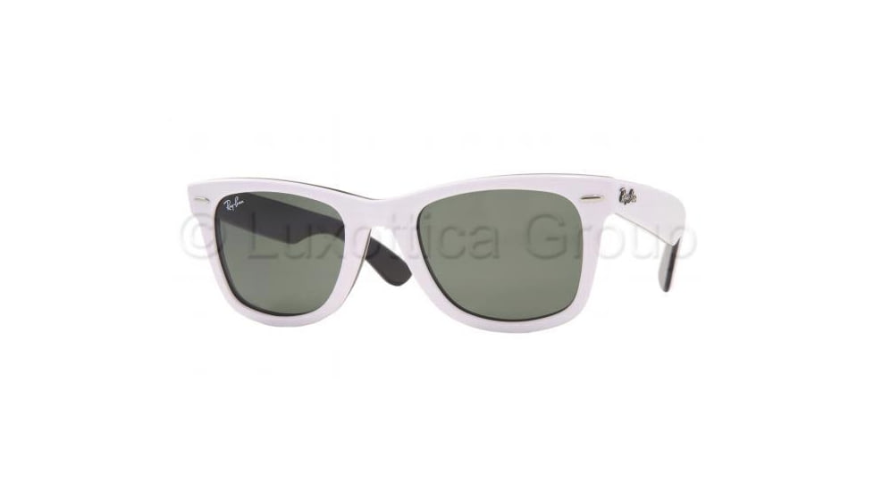 Ray-Ban RB2140 Original Wayfarer SV Prescription Sunglasses - Top White On Black Frame, 50mm Lenses, 956-5022