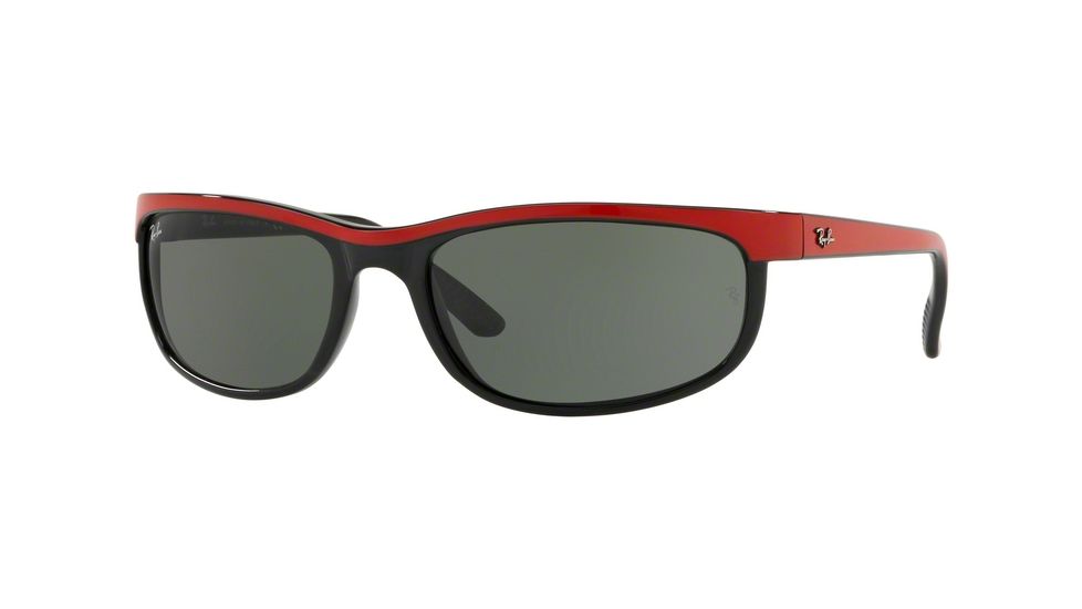 Ray-Ban Predator 2 Sunglasses RB2027 6300-62 - Top Red On Black Frame, Green Lenses