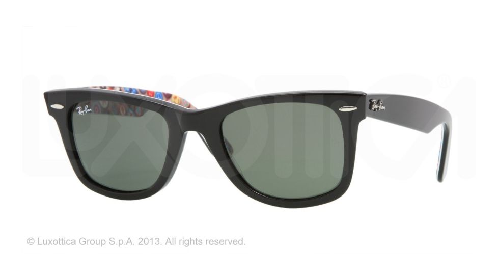 Ray-Ban RB2140 SV Prescription Sunglasses - Buttons Pins Top Black Crystal Green Frame / 50 mm Prescription Lenses, 1052-5022