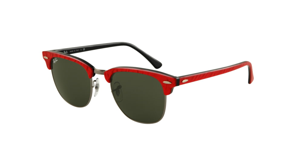 Ray-Ban RB3016 SV Prescription Sunglasses - Top Red On Black Crystal Green Frame / 49 mm Prescription Lenses, 985-4921