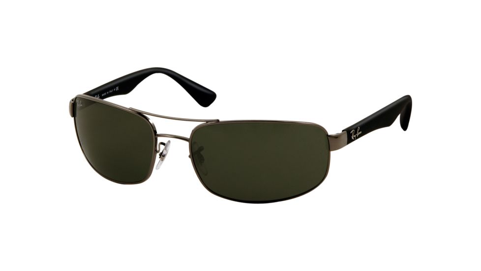 Ray-Ban RB3445 Bifocal Sunglasses - Gunmetal Frame w/ Crystal Green 61 mm Diameter Lenses, 004-6117