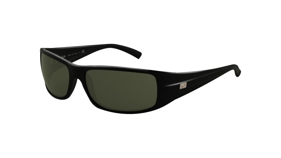 Ray-Ban RB 4057 Sunglasses, Matte Black Frame / Crystal Green Lenses, 601S-6116