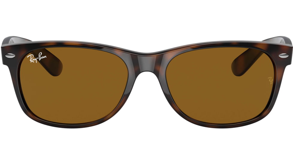 Ray-Ban RB2132 New Wayfarer Sunglasses, 55mm, Shiny Avana Frame, Brown Crystal Lens, 710-5518