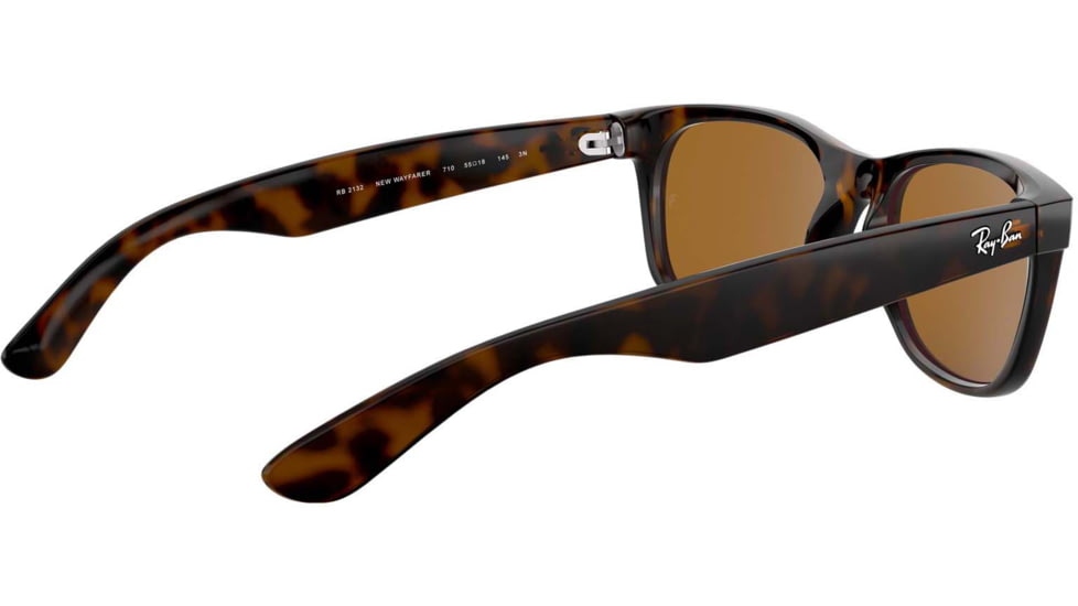 Ray-Ban RB2132 New Wayfarer Sunglasses, 55mm, Shiny Avana Frame, Brown Crystal Lens, 710-5518