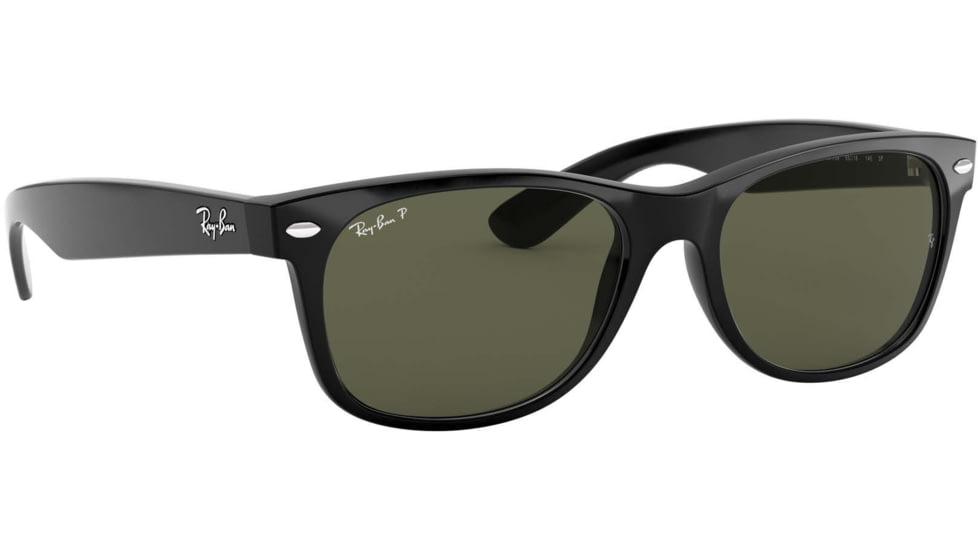 Ray-Ban RB2132 New Wayfarer Sunglasses, 55mm, Black Frame, Crystal Green Lens, Polarized 901-58-5518