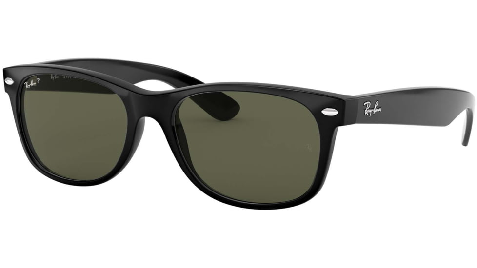 Ray-Ban RB2132 New Wayfarer Sunglasses, 55mm, Black Frame, Crystal Green Lens, Polarized 901-58-5518