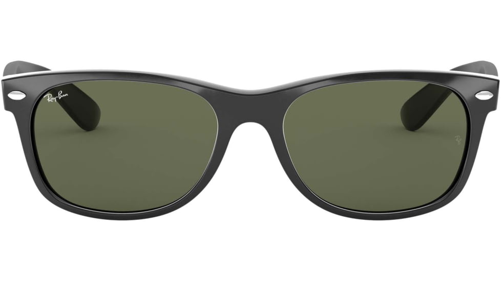Ray-Ban RB2132 New Wayfarer Sunglasses, 55mm, Black Frame, Green Crystal Lens, 901L-5518
