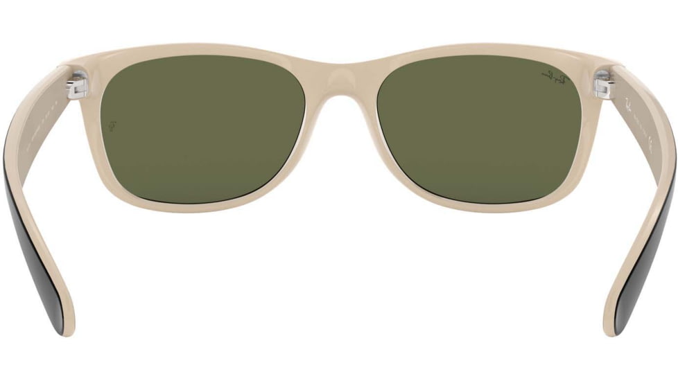 Ray-Ban RB2132 New Wayfarer Sunglasses, Black Beige Frame, Crystal Green Lenses, 875-5518
