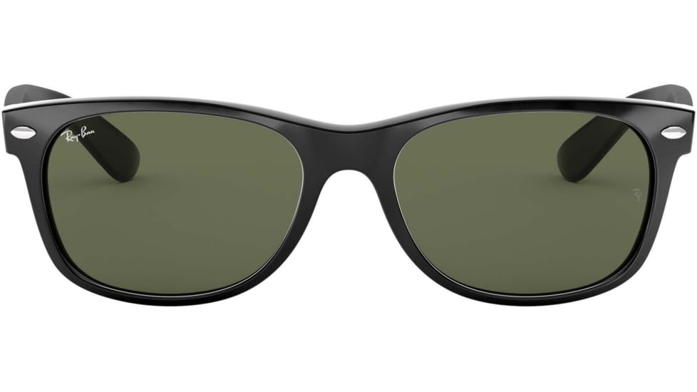 Ray-Ban RB2132 New Wayfarer Sunglasses, Black Frame, Crystal Green Lenses, 901-58