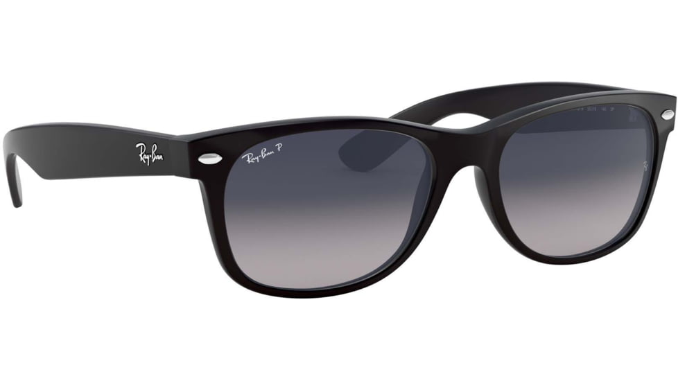 Ray-Ban RB2132 New Wayfarer Sunglasses, Matte Black Frame, Polarized Blue Gradient Gray Lenses, 601S78-5218