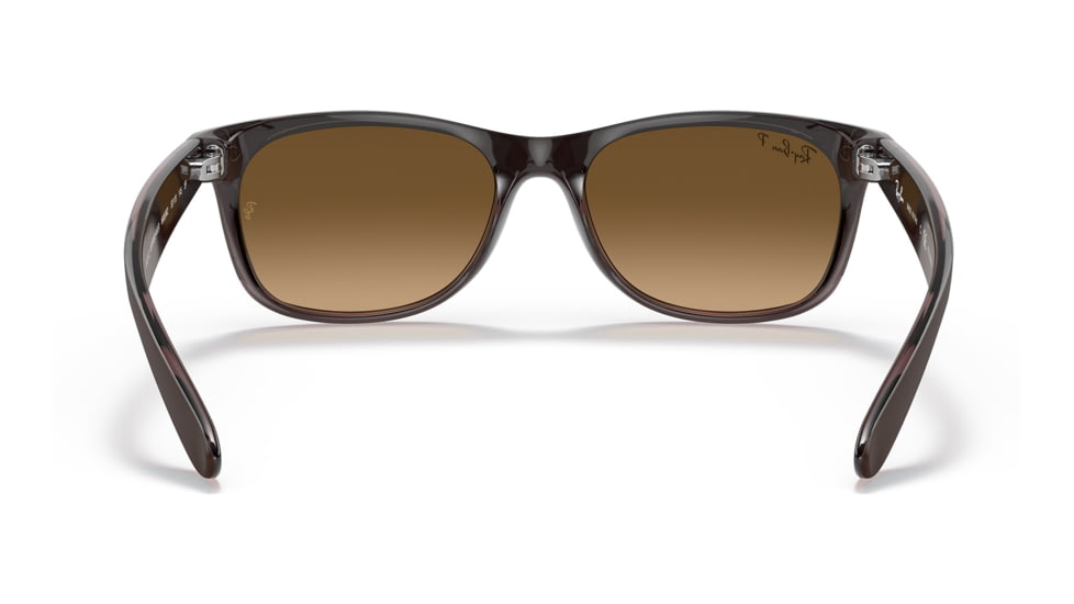Ray-Ban RB2132 New Wayfarer Sunglasses, Matte Brown On Transparent Brown Frame, Gradient Brown Lens, Polarized, 52, RB2132-6608M2-52